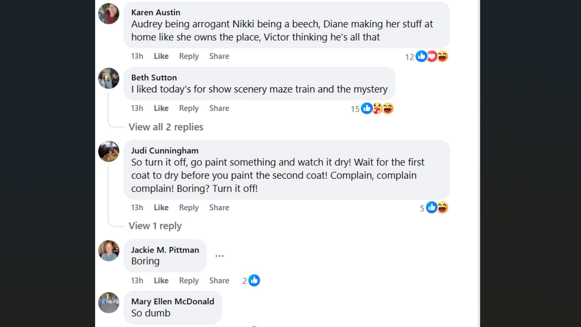 Fans slam the storyline and criticize the characters (Image via Facebook)